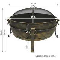 Cauldron Fire Pit With Spark Screen And Log Poker