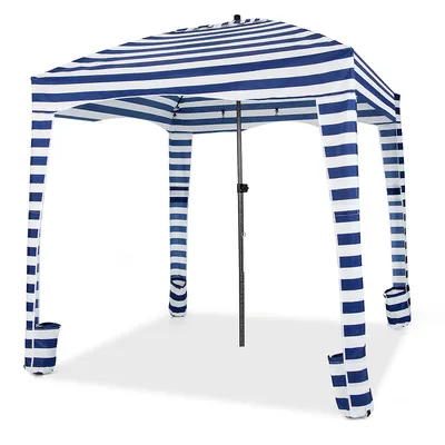 6 X 6ft Foldable Beach Cabana Tent With Carrying Bag Detachable Sidewall