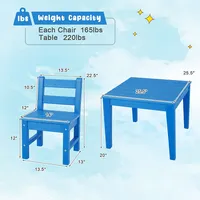 3pcs Kids Table & 2 Chairs Set Outdoor Heavy-duty All-weather Activity Table Set