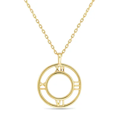 Sterling Silver 20" Gold Plated "roman Numeral" Necklace