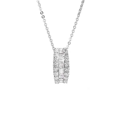 14k White Gold 2.11 Cttw Diamond Fancy Pendant & Chain Necklace