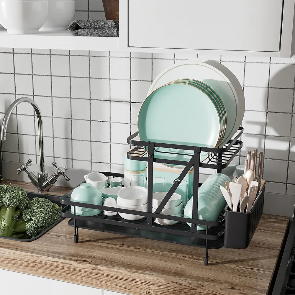 Dish Drying Rack with Drainboard Set for Kitchen Counter