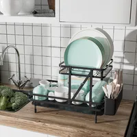 Expandable Dish Drying Rack 2 Tier Large Drying Rack For Kitchen Counter  With Dr