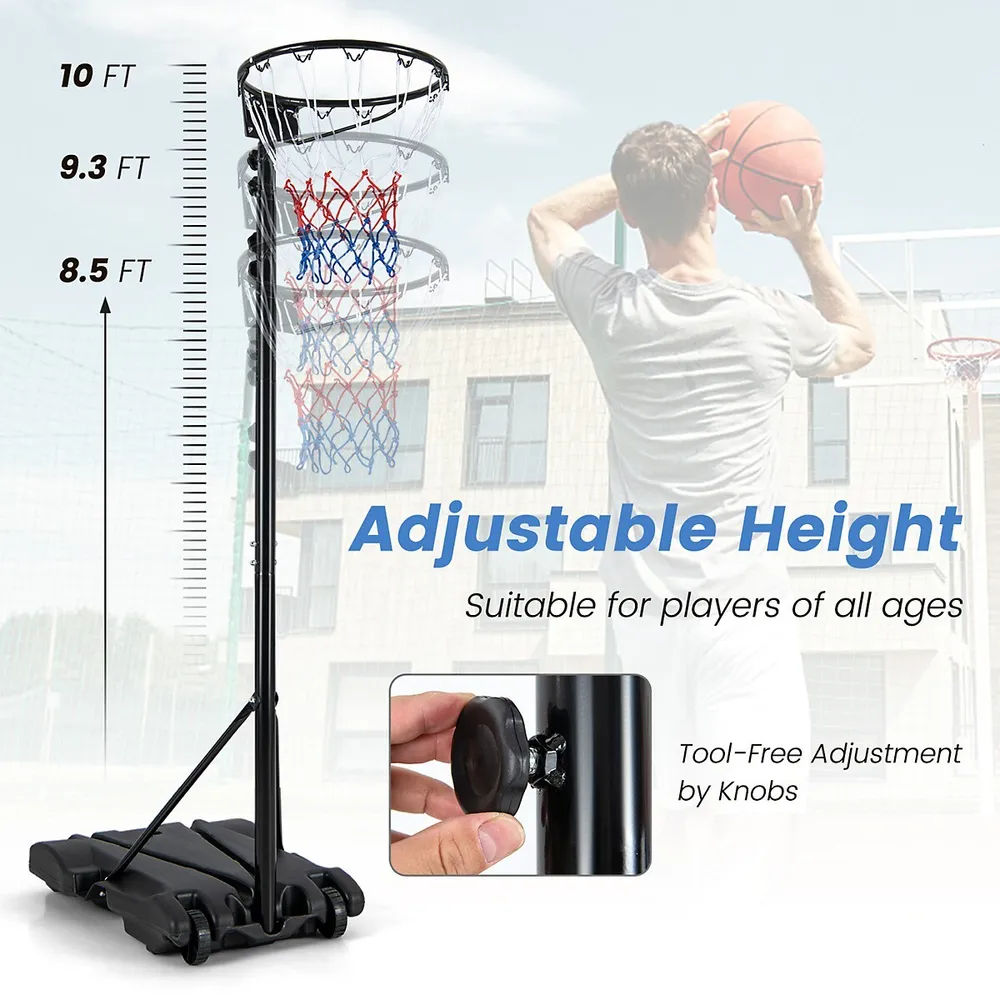 43 Inch Indoor Outdoor Height Adjustable Basketball Hoop - Costway