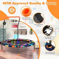 36" Mini Toddler Trampoline W/led Bluetooth Speaker Detachable Handle Kids Gifts