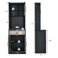 3-door 71'' Kitchen Buffet Pantry Storage Cabinet W/hutch Adjustable Shelf Black