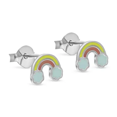 Sterling Silver Enamelled Rainbow Stud Earring
