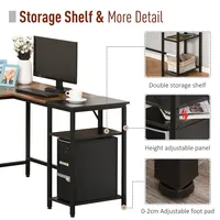 L-shaped Corner Desk With Adjustable Shelves