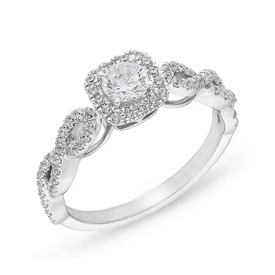 Canadian Dreams 14k White Gold Ctw Canadian Diamond Halo Ring