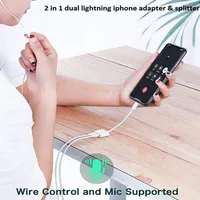 2 In 1 For Lightning Adapter White Splitter Cable For Charger And Headphone Adapter
