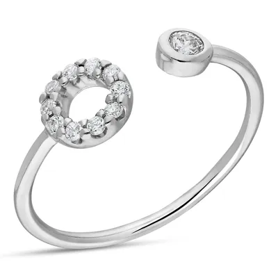 Sterling Silver Rhodium Plated Open Mount With Cz Ring