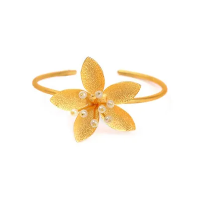 Gold-toned Floral Kada Bracelet