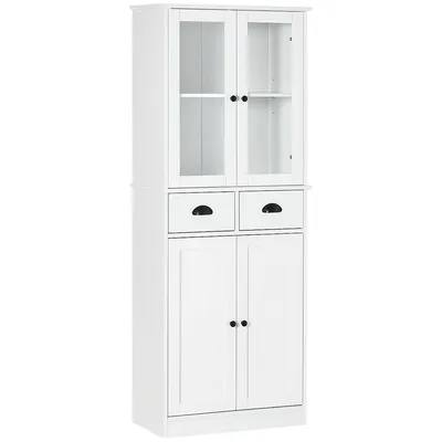 Kitchen Storage Cabinet Pantry Adjustable Shelf Glass Doors