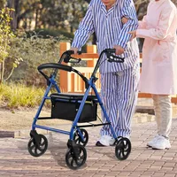 4-Wheels Rollator Walker With Seat Foldable For Seniors, Max Support Up To 300 Lbs