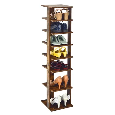7-tier Shoe Rack Free Standing Shelf Storage Tower Rustic Brown