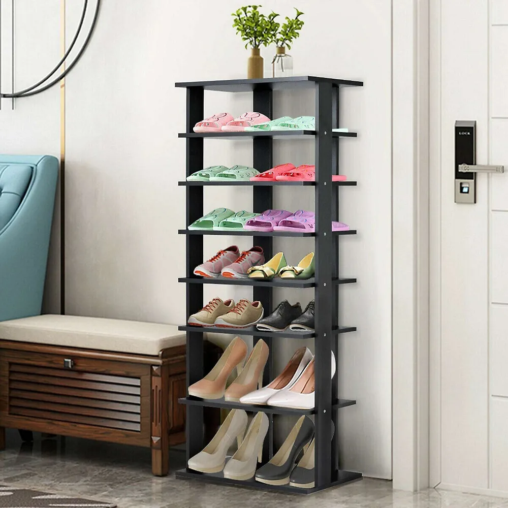 Costway Patented Wooden Shoes Storage Stand 7 Tiers Big Shoe Rack