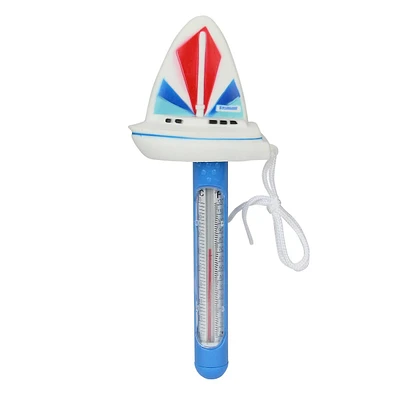 Blue And White Hydrotools Sail Boat Thermometer For Swimming Pools Or Spas, 9.5"