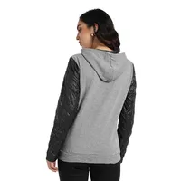 Women's Pullover Sweatshirt With Quilted Sleeves