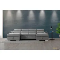 Bel Air Modular U-shaped Sleeper Sectional Sofa With Storage Chaises In Thora Stone