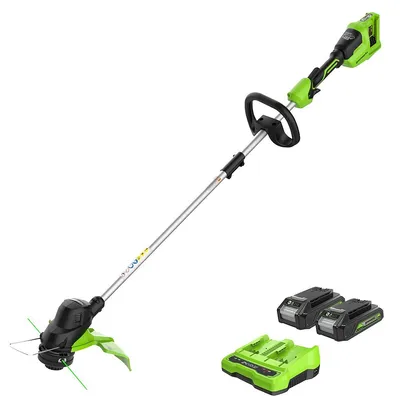 48V (2 x 24V) 15-Inch TORQDRIVE Cordless String Trimmer, (2) 24V 2Ah USB Batteries and 4.0Ah Dual Port Charger Included