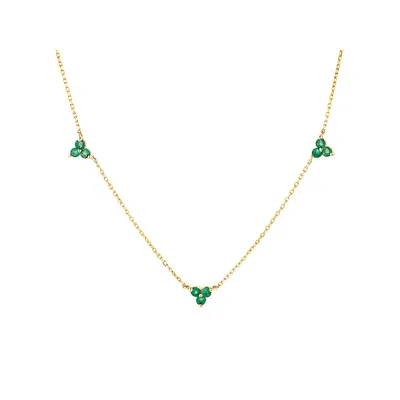 Emerald Trio Station Necklace In 10kt Yellow Gold