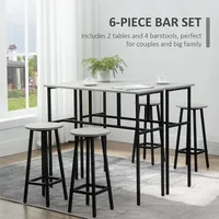 6-piece Bar Table Set Includes 2 Breakfast Tables