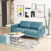 Modern Loveseat Leathaire Fabric 2-seat Sofa Couch W/ Side Storage Pocket