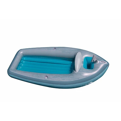105-inch Inflatable Gray And Blue Classic Boat Cruiser With Cooler Pool Float