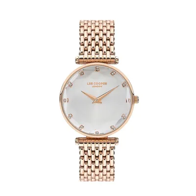 Ladies Lc07410.430 2 Hand Rose Gold Watch With A Rose Gold Metal Band And A White Dial