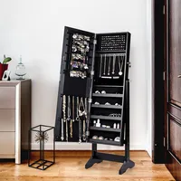 Jewelry Cabinet Stand Mirror Armoire Lockable Organizer Large Storage Box