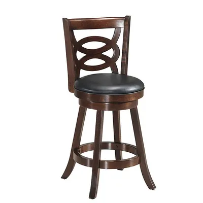 Swivel Stool 24'' Counter Height Upholstered Dining Chair Home Kitchen Espresso