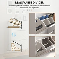 Narrow Shoe Cabinet W/ 3 Flip Drawers For 18 Pairs Of Shoes