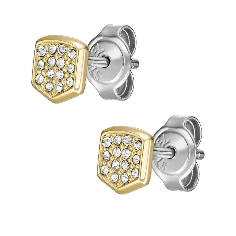 Women's Heritage Crest Gold-tone Stainless Steel Stud Earrings