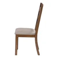 Dining Chair, Set Of 2, Side, Upholstered, Kitchen, Dining Room, Brown Fabric, Walnut Wood Legs, Transitional