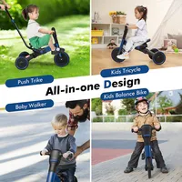 4-in-1 Kids Tricycle Foldable Toddler Balance Bike With Parent Push Handle