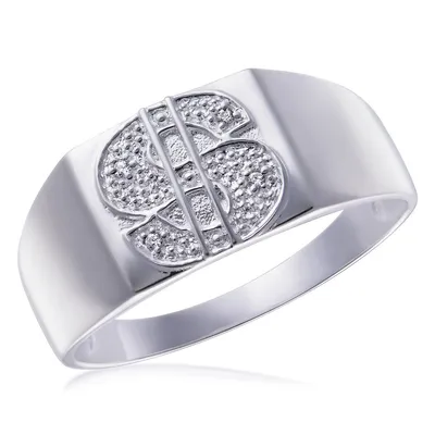 Sterling Silver $ Sterling Silver Mens With Cz Ring