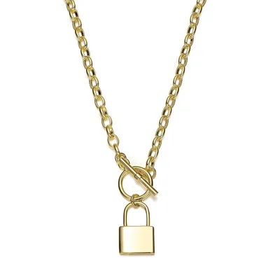 14k Yellow Gold Plated Locket Charm Necklace