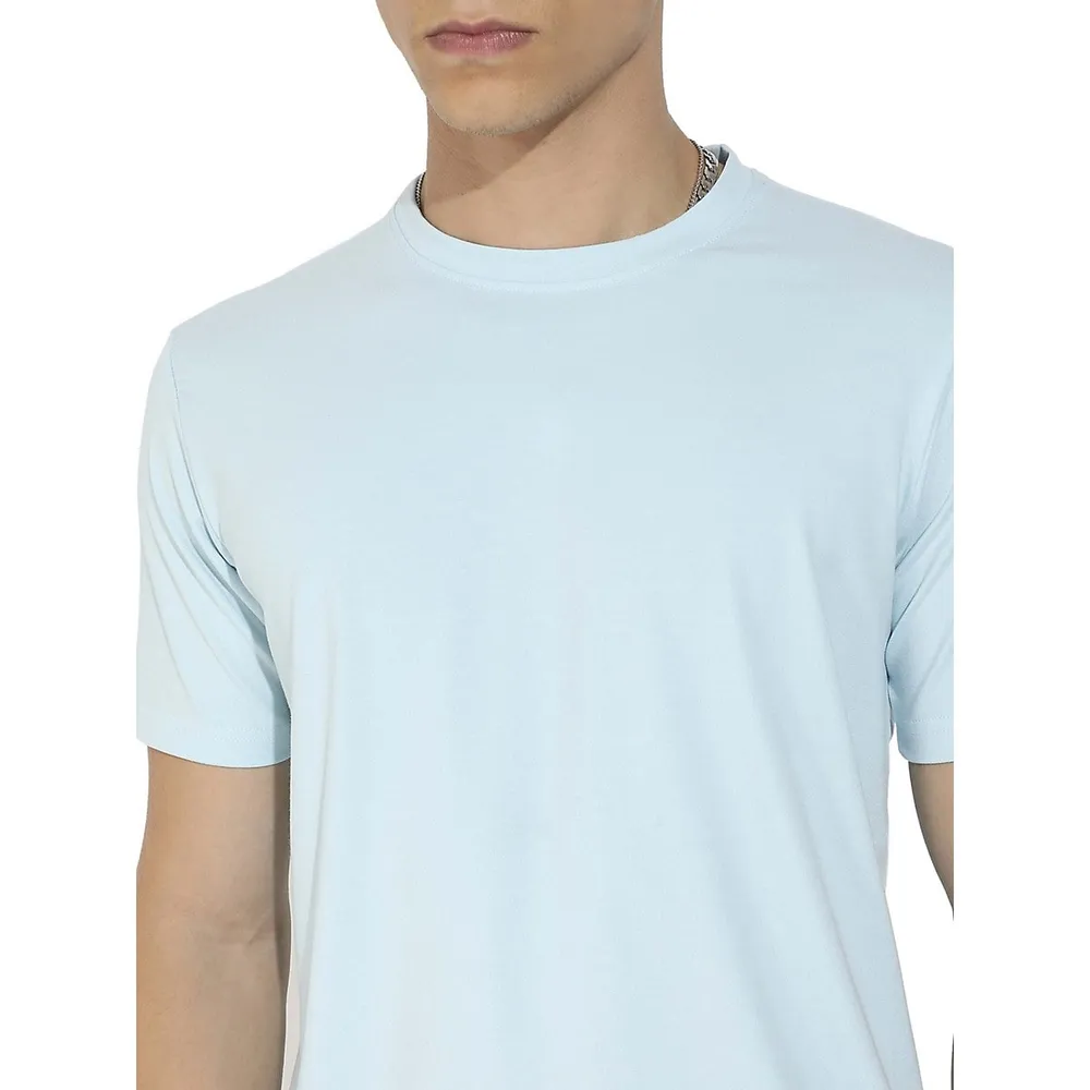 Men's Icy Blue Basic Regular Fit T-shirt