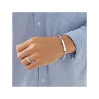 Men's Silver 21cm Curb Bracelet With 0.33 Carat Tw Of Black Diamonds