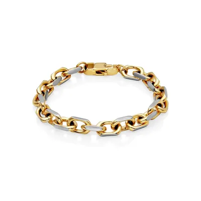 8mm Ionic-goldplated Stainless Steel Two Tone Matte Link Chain Bracelet