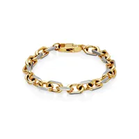 8mm Ionic-goldplated Stainless Steel Two Tone Matte Link Chain Bracelet