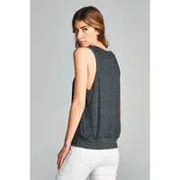 Sleeveless Shirred Front Solid Tank Top