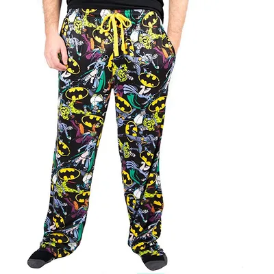Dc Comics Batman Classic Characters Logo Black Mens Sleep Lounge Pants Pajamas