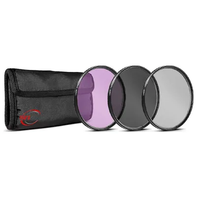 49mm 3-piece Multi-coated Hd Uv Cpl Fld Filter Set With Carry Pouch For 49mm Thread Lenses