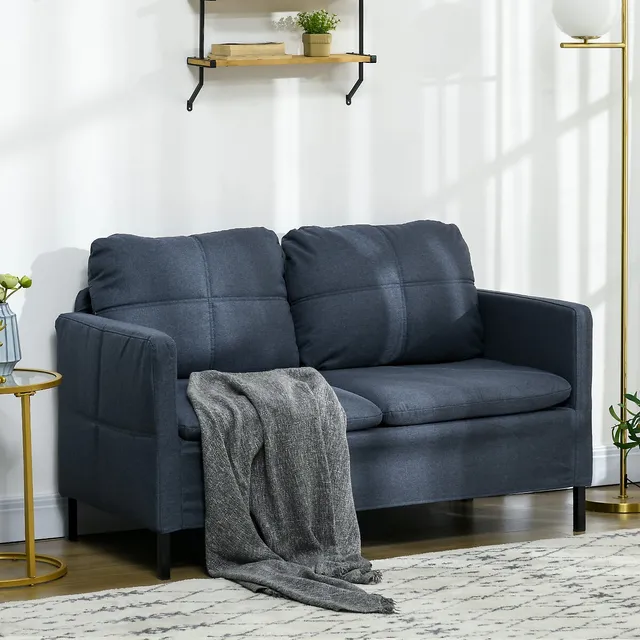 HOMCOM 53 Loveseat Sofa For Bedroom Upholstered 2 Seater Couch