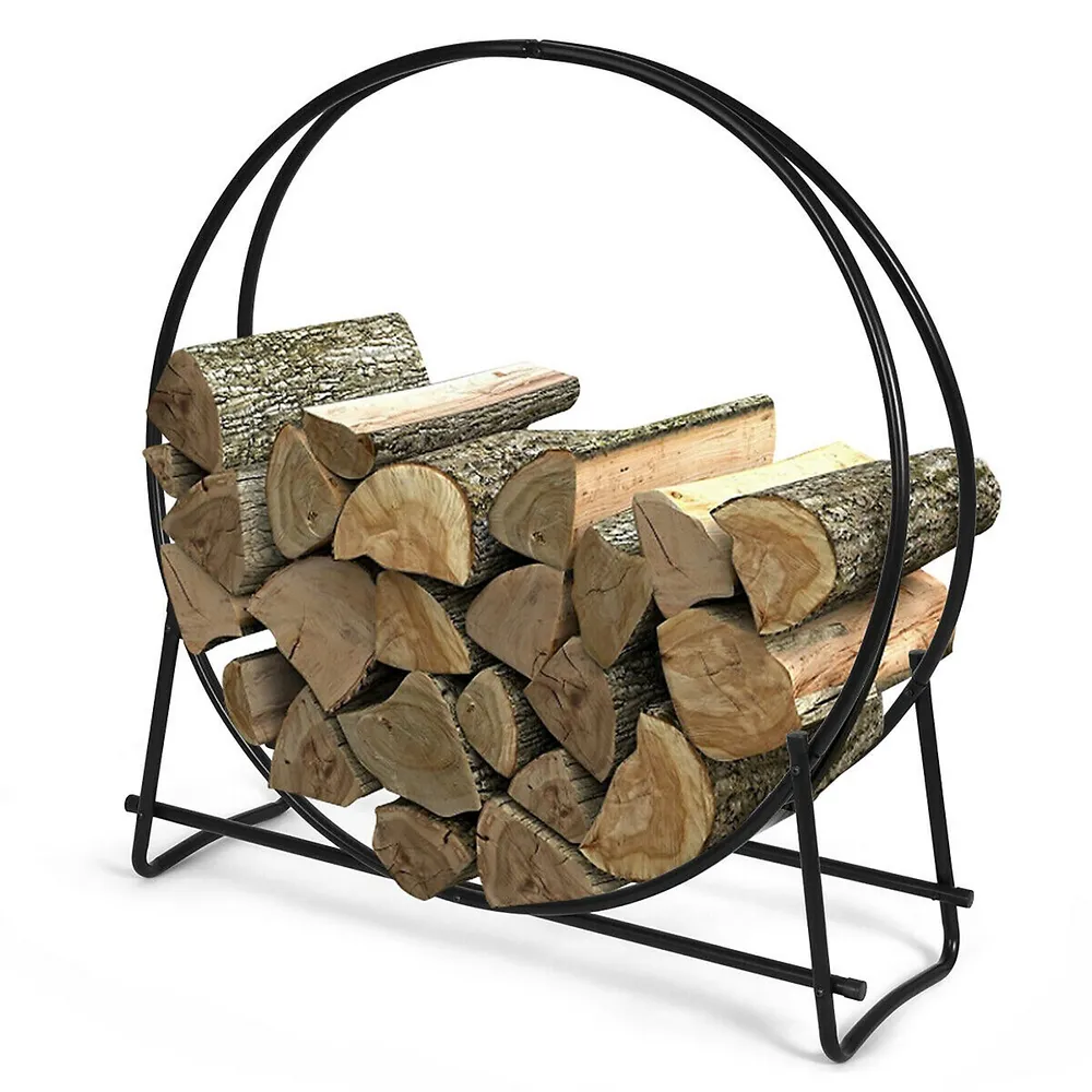 Outsunny 28 Round Firewood Rack Holder Log Storage Rack, 110 lbs