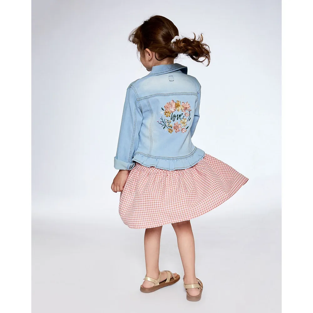Jean Jacket With Embroidery Light Blue Denim