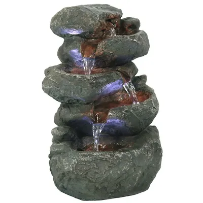 Indoor Stacked Rocks Tabletop Water Fountain With Led Light - 10.5-inch