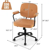 Pu Leather Office Chair Adjustable Swivel Leisure Desk Chair W/ Armrest