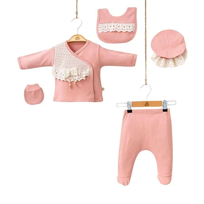 Juniorkids Lovely Look Newborn 5pc Set - Stylish Baby Pajama Set For Newborns